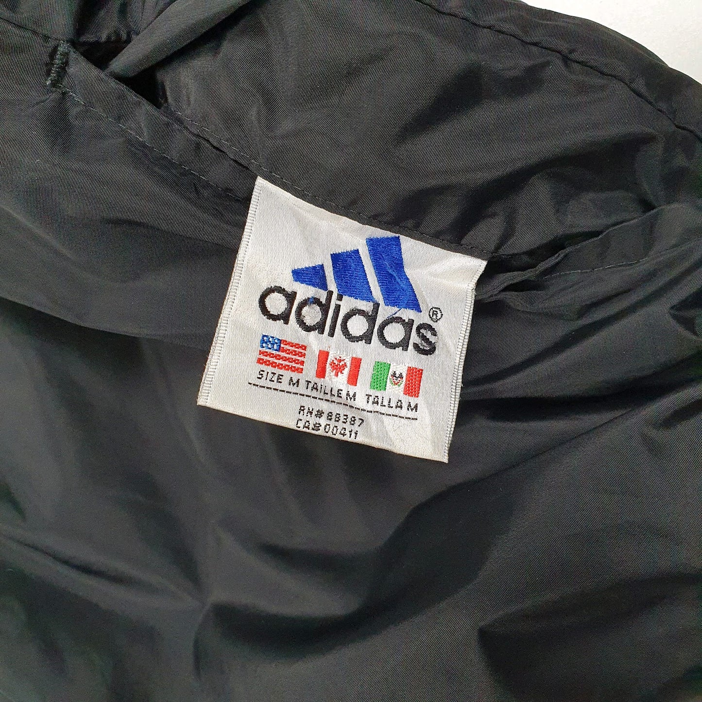Mens Black Adidas Vintage 90s Reversible Crewneck Coat