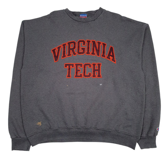 Mens Grey Champion Virginia Tech Crewneck Jumper