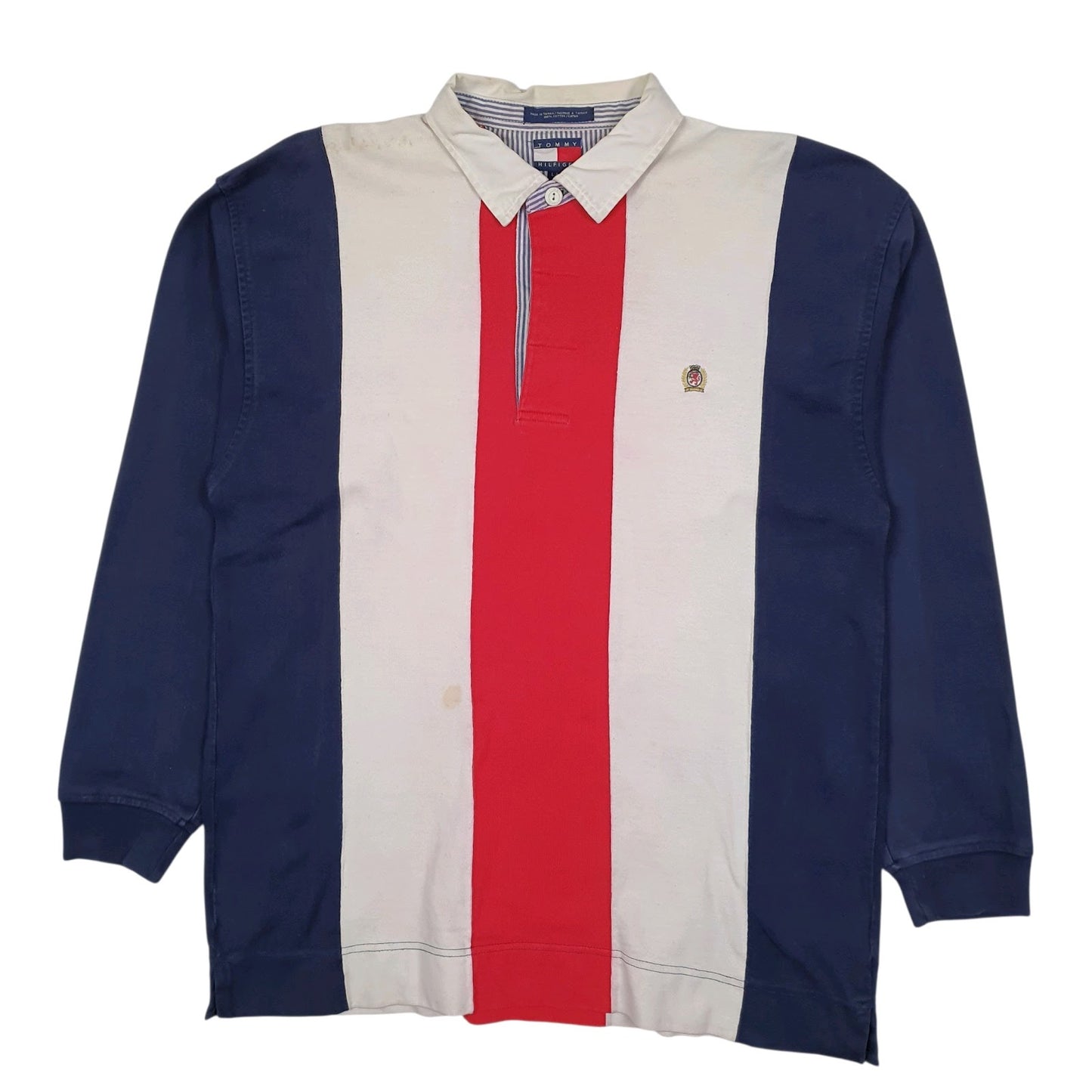Mens Navy Tommy Hilfiger Vintage 2000s Rugby Long Sleeve Polo Shirt