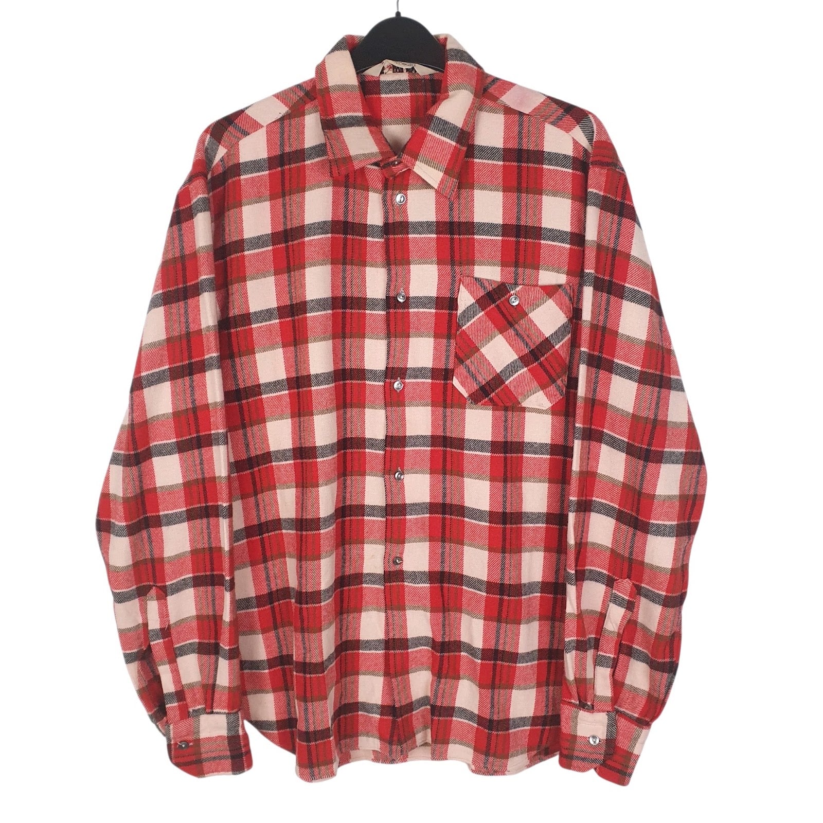 Mens Red Scotland Flannel Long Sleeve Shirt