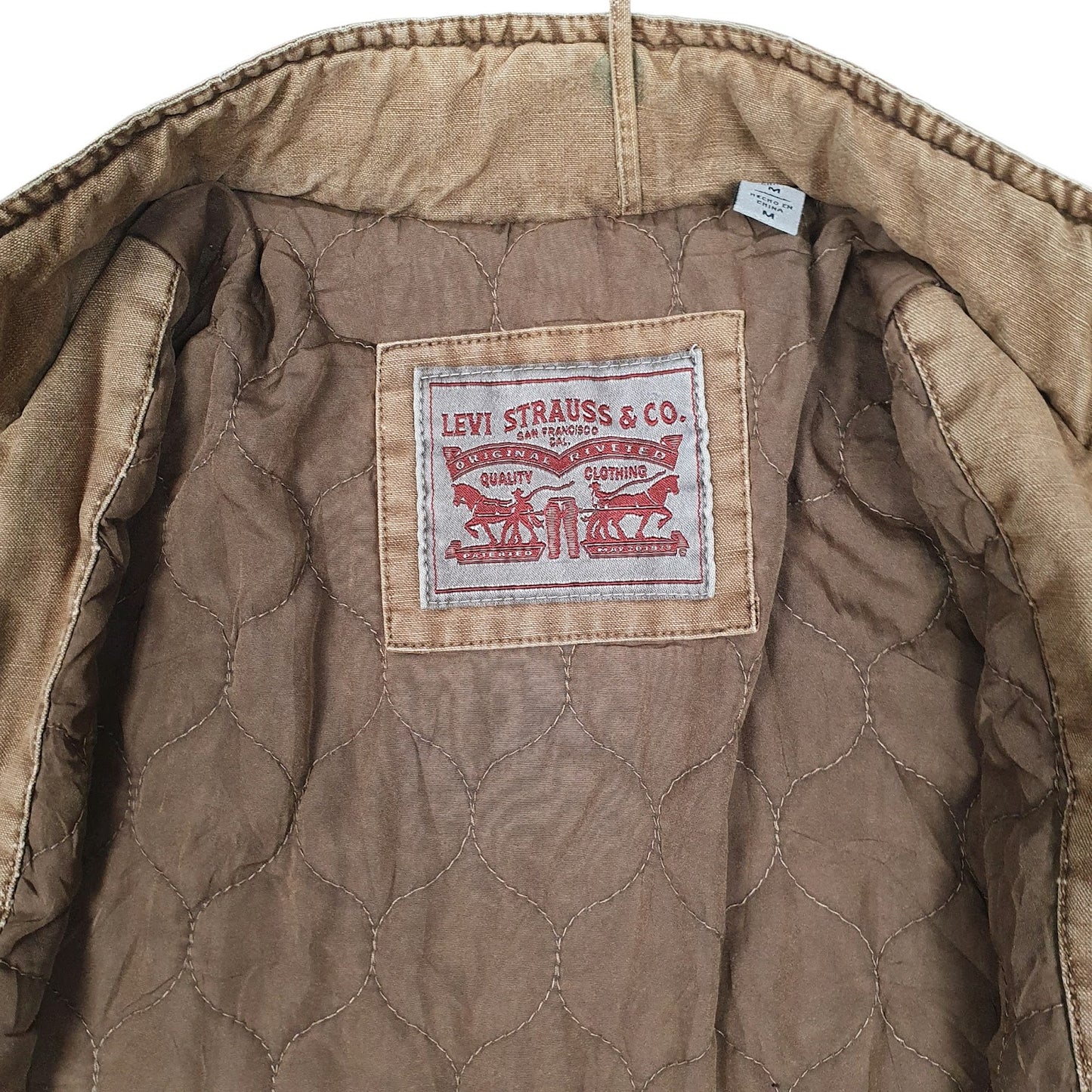 Mens Brown Levis Bomber Military Chore  Coat