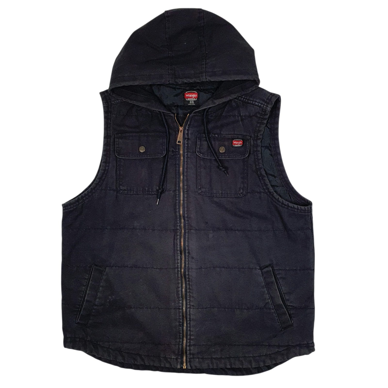 Mens Navy Wrangler Vest Bodywarmer Workwear Hoodie  Coat