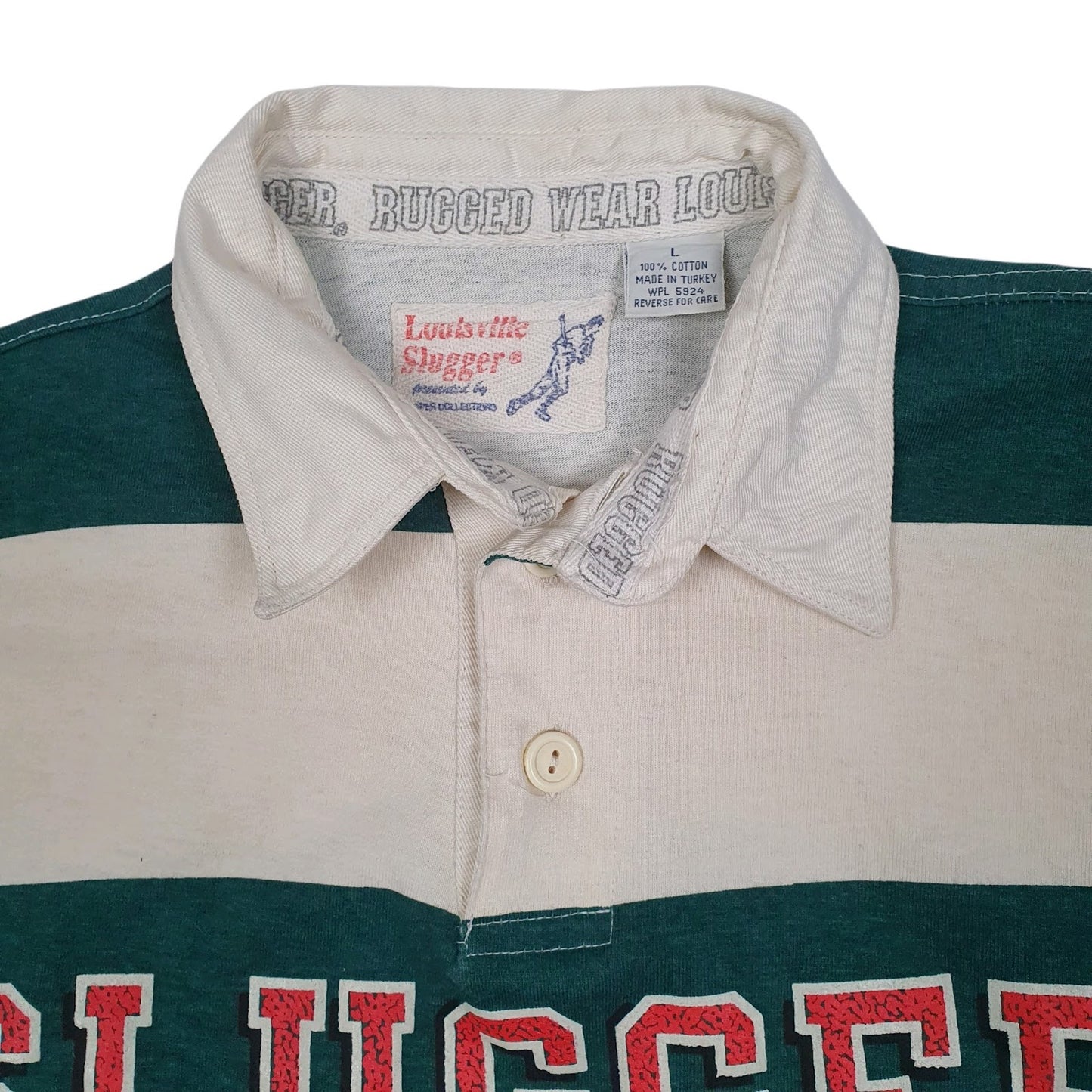 Mens Green Louisville Slugger Rugby Cooper Collections MLB Baseball Vintage 90s  Polo Shirt