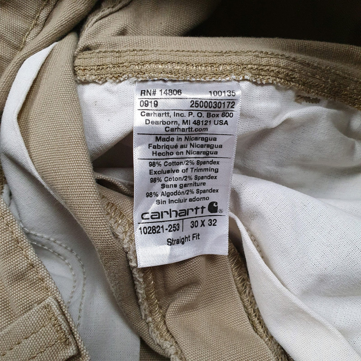 Mens Beige Carhartt 102821  Trousers