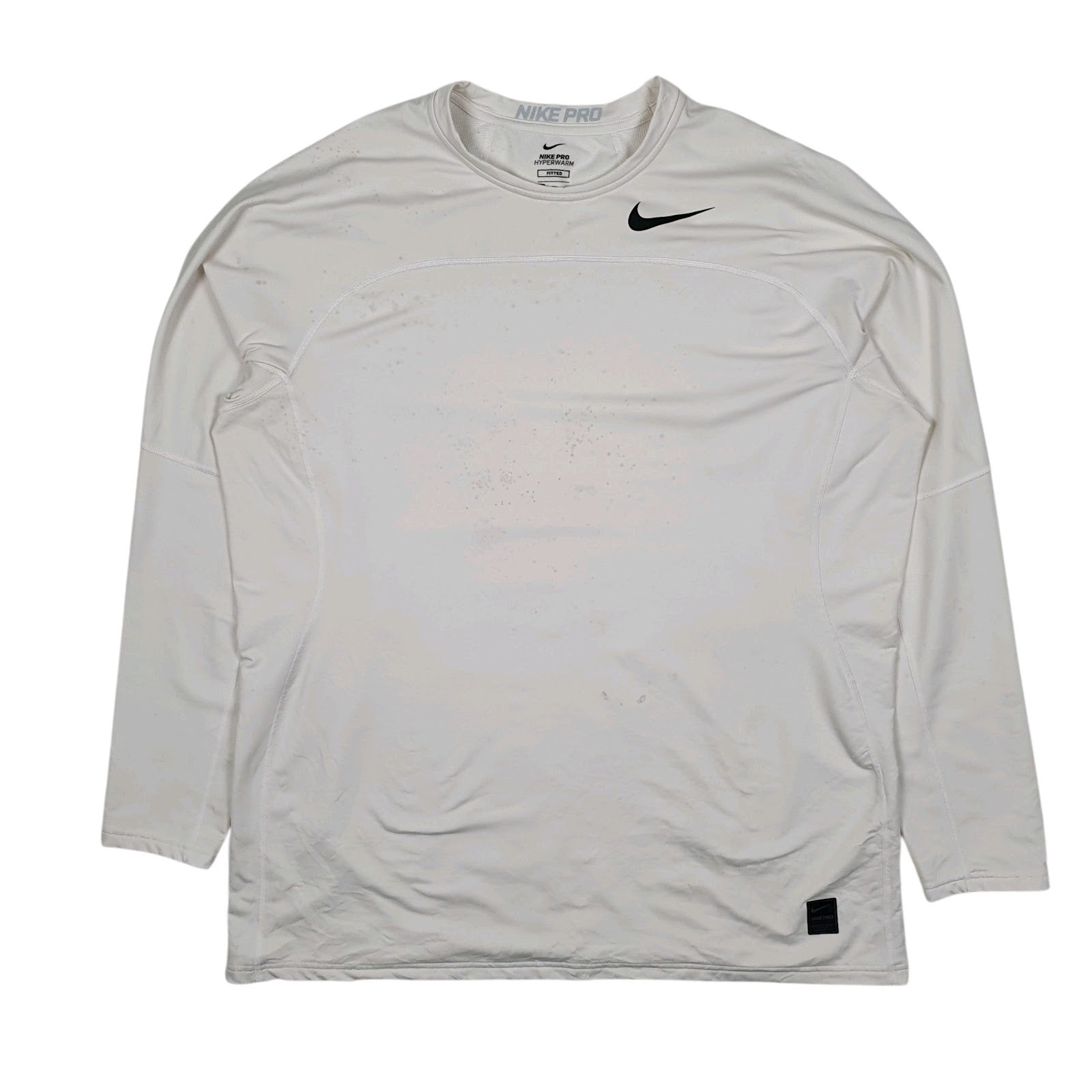 Mens White Nike Pro Hyperwarm Long Sleeve T Shirt