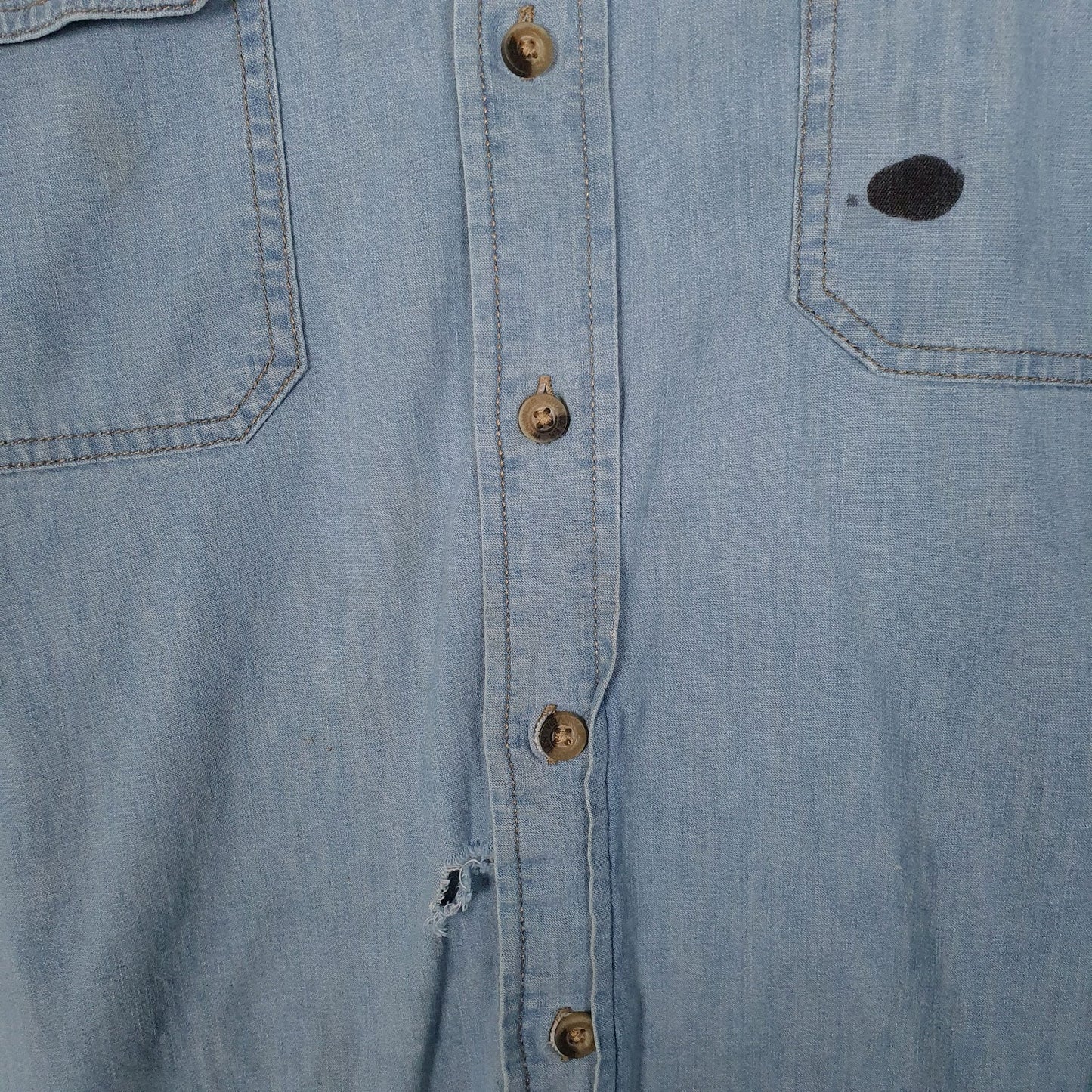 Mens Blue Wrangler Denim  Shirt