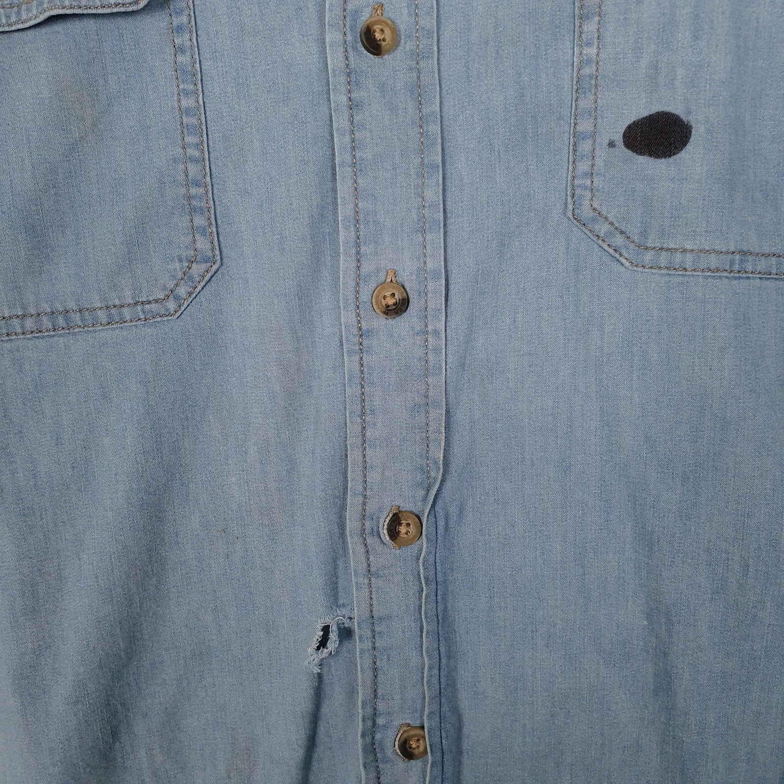 Mens Blue Wrangler Denim  Shirt
