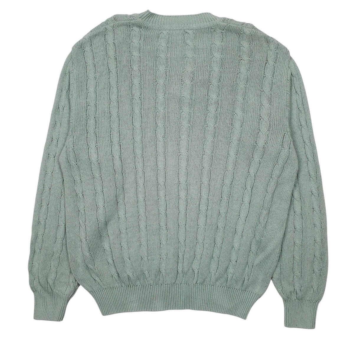 Mens Green United Colors Of Benetton Vintage Cable Knit V Neck Jumper