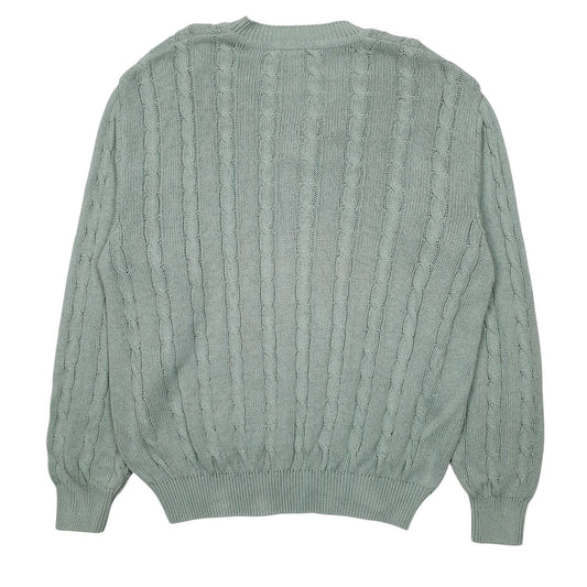 Mens Green United Colors Of Benetton Vintage Cable Knit V Neck Jumper