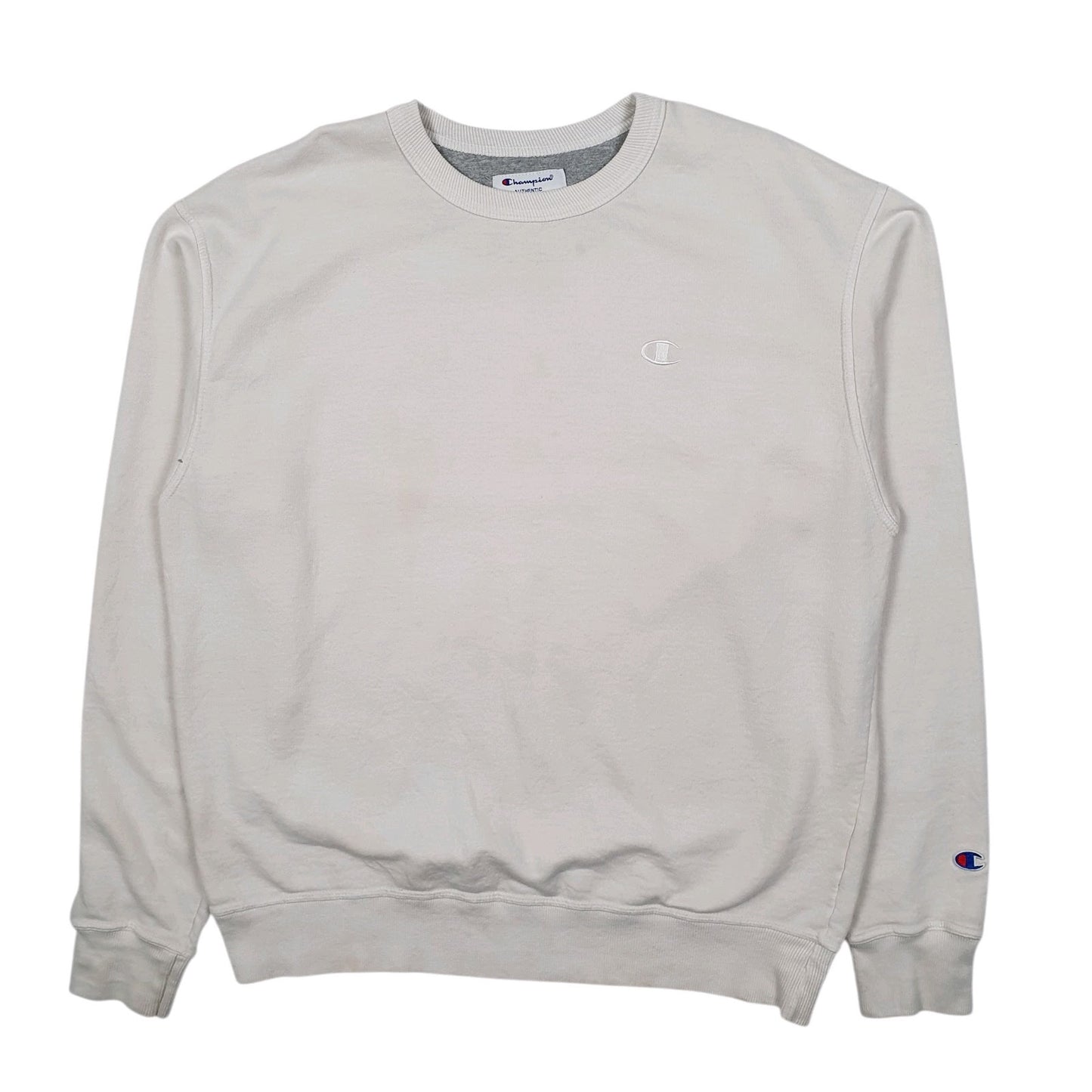 Mens White Champion  Crewneck Jumper