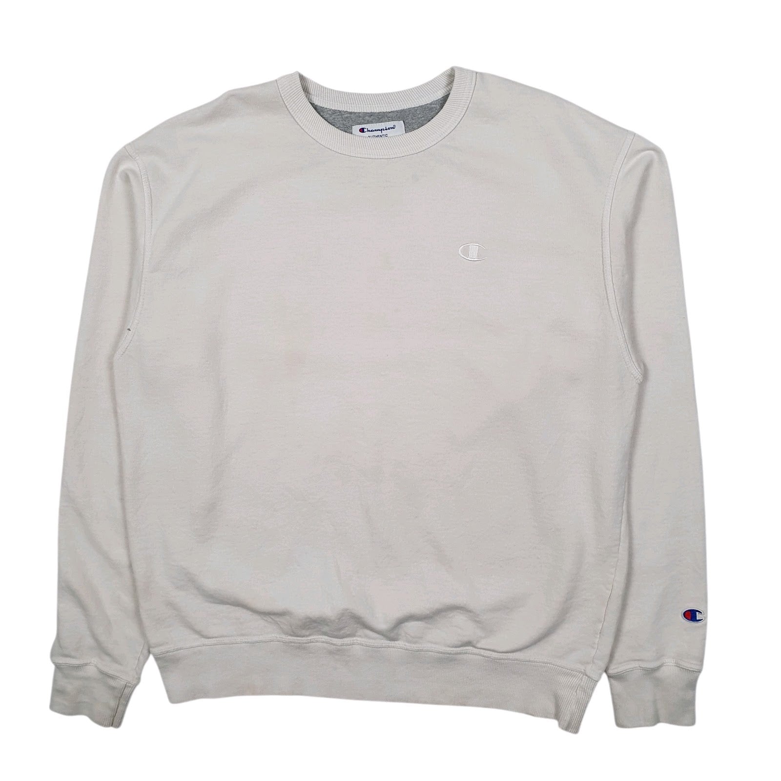 Mens White Champion  Crewneck Jumper