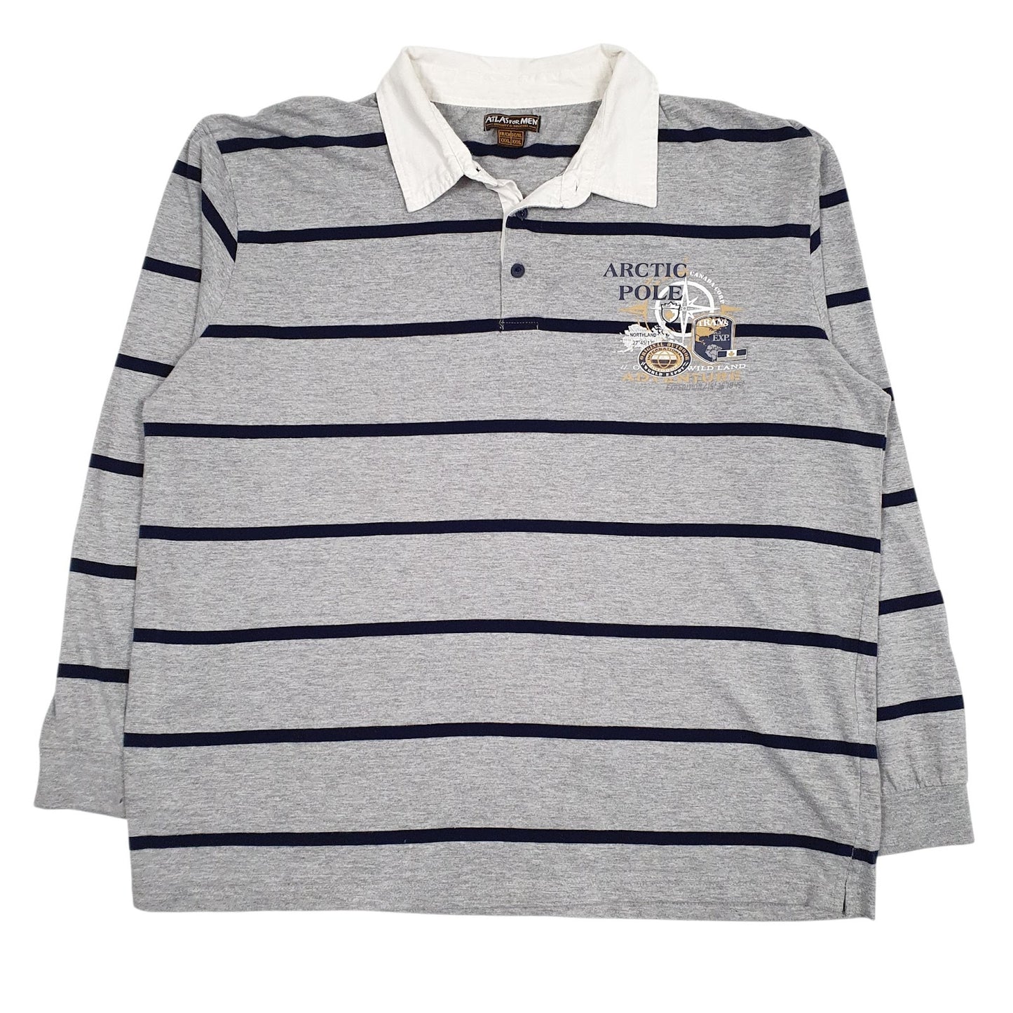 Mens Grey Atlas Rugby Long Sleeve Polo Shirt