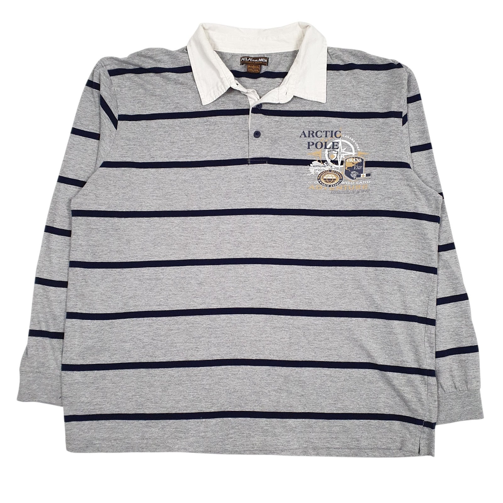 Mens Grey Atlas Rugby Long Sleeve Polo Shirt