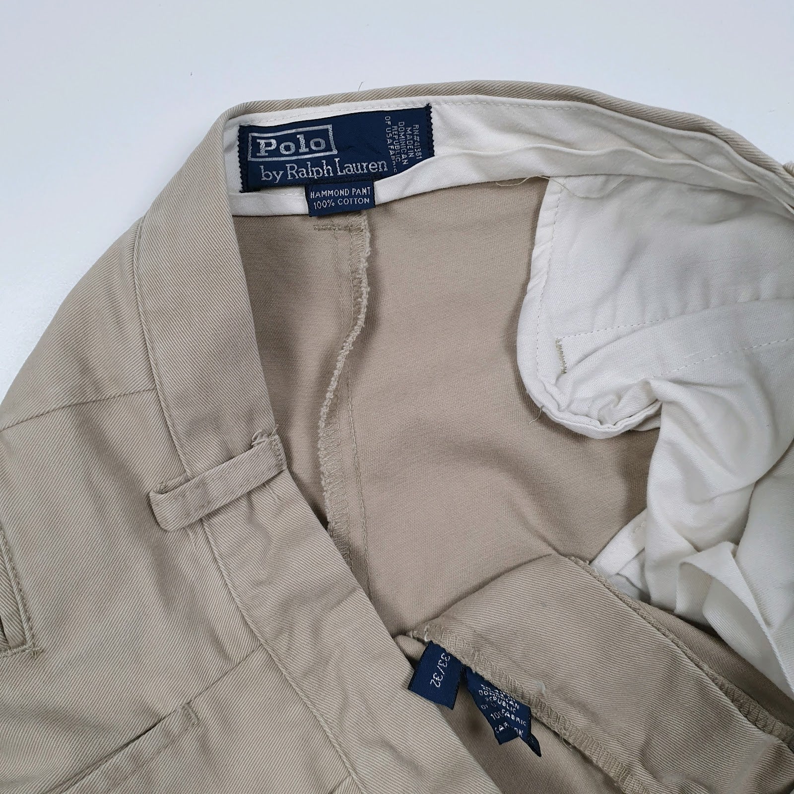 Mens Beige Polo Ralph Lauren Hammond Pant Double Pleated Vintage 90s  Trousers