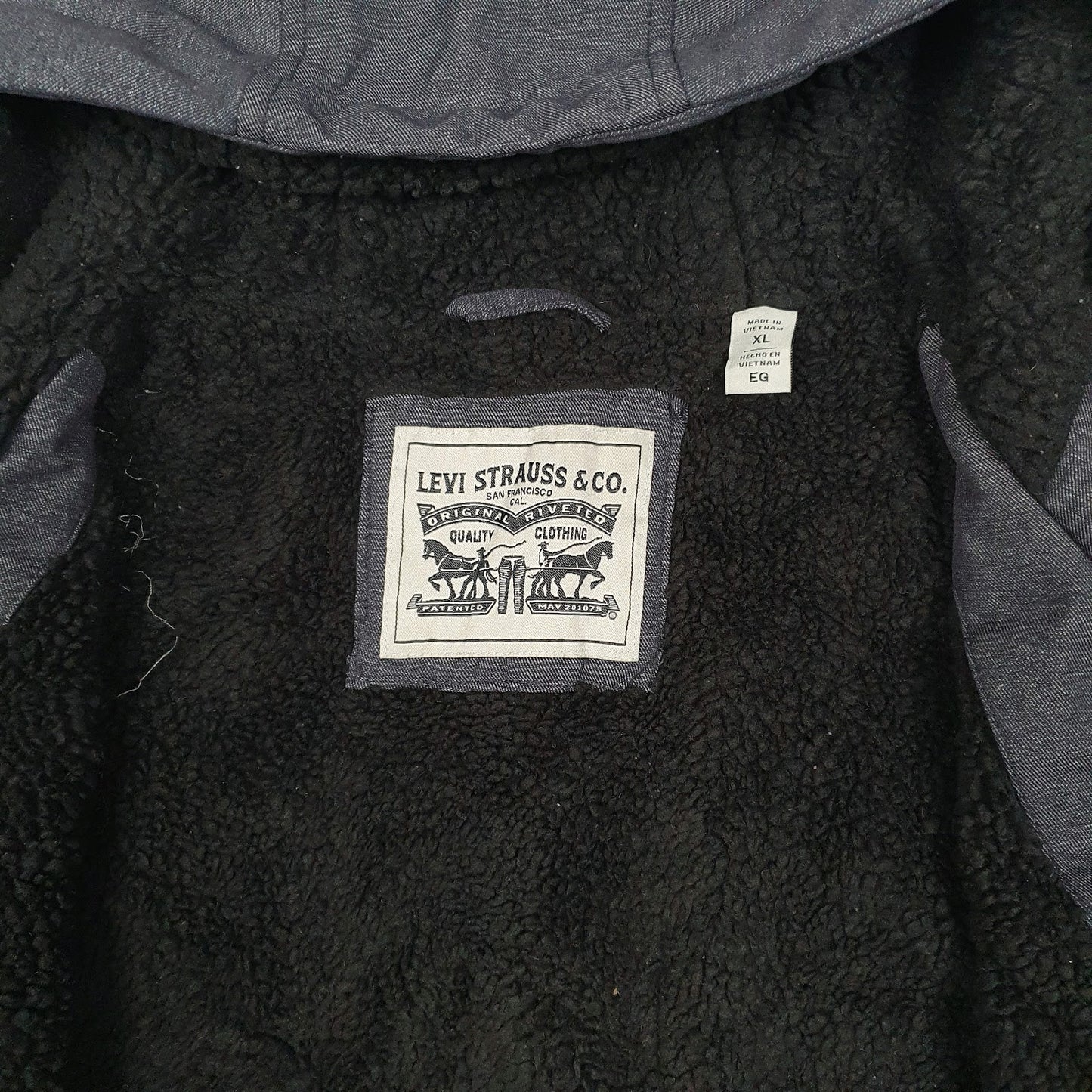 Mens Navy Levis Sherpa Lined Active  Coat