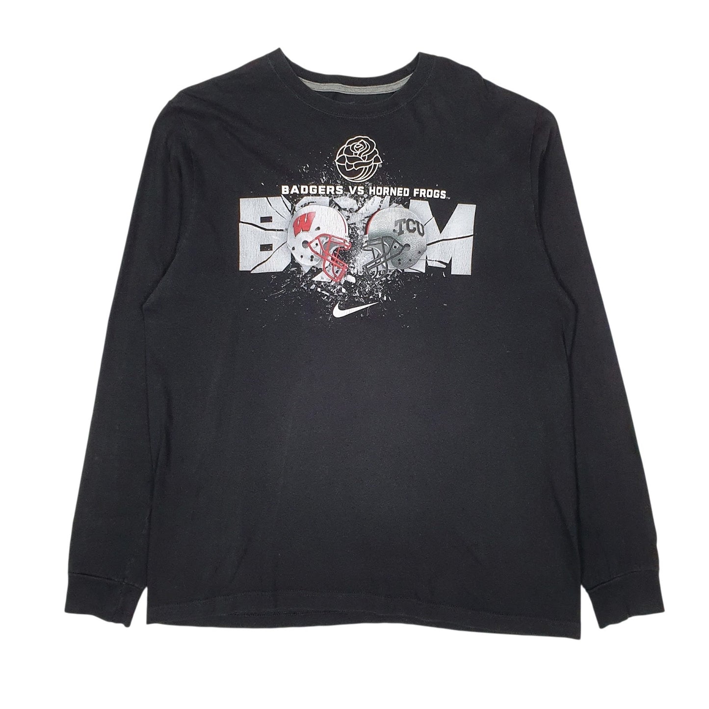 Mens Black Nike Rose Bowl Badgers Horned Frogs NFL Long Sleeve T Shirt