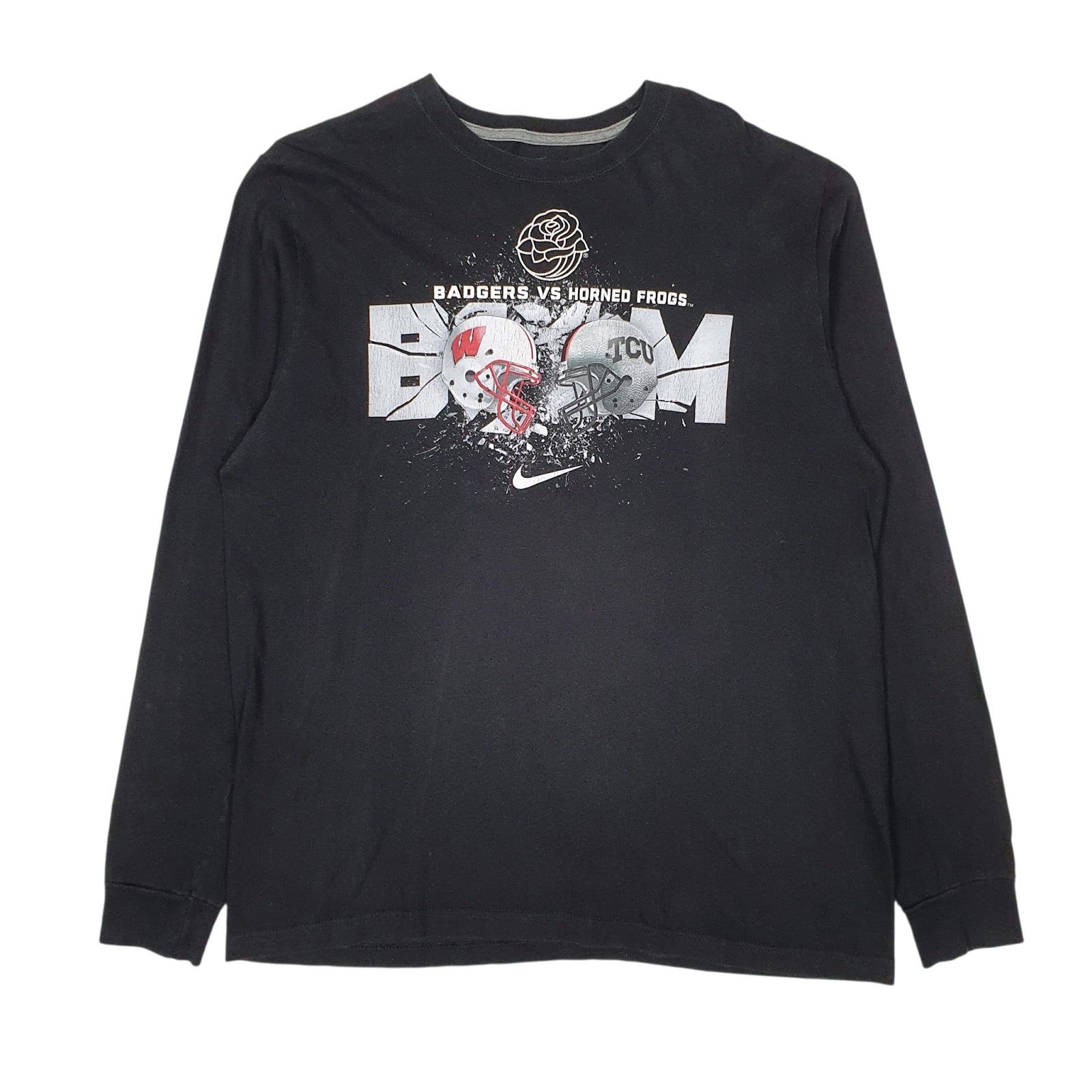 Mens Black Nike Rose Bowl Badgers Horned Frogs NFL Long Sleeve T Shirt