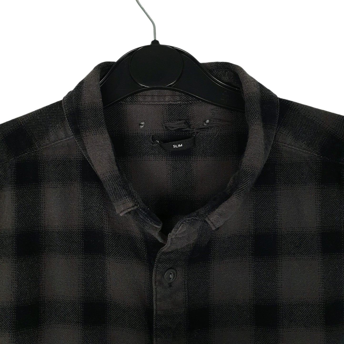 Mens Grey Only & Sons Thick Flannel Plaid  Shirt