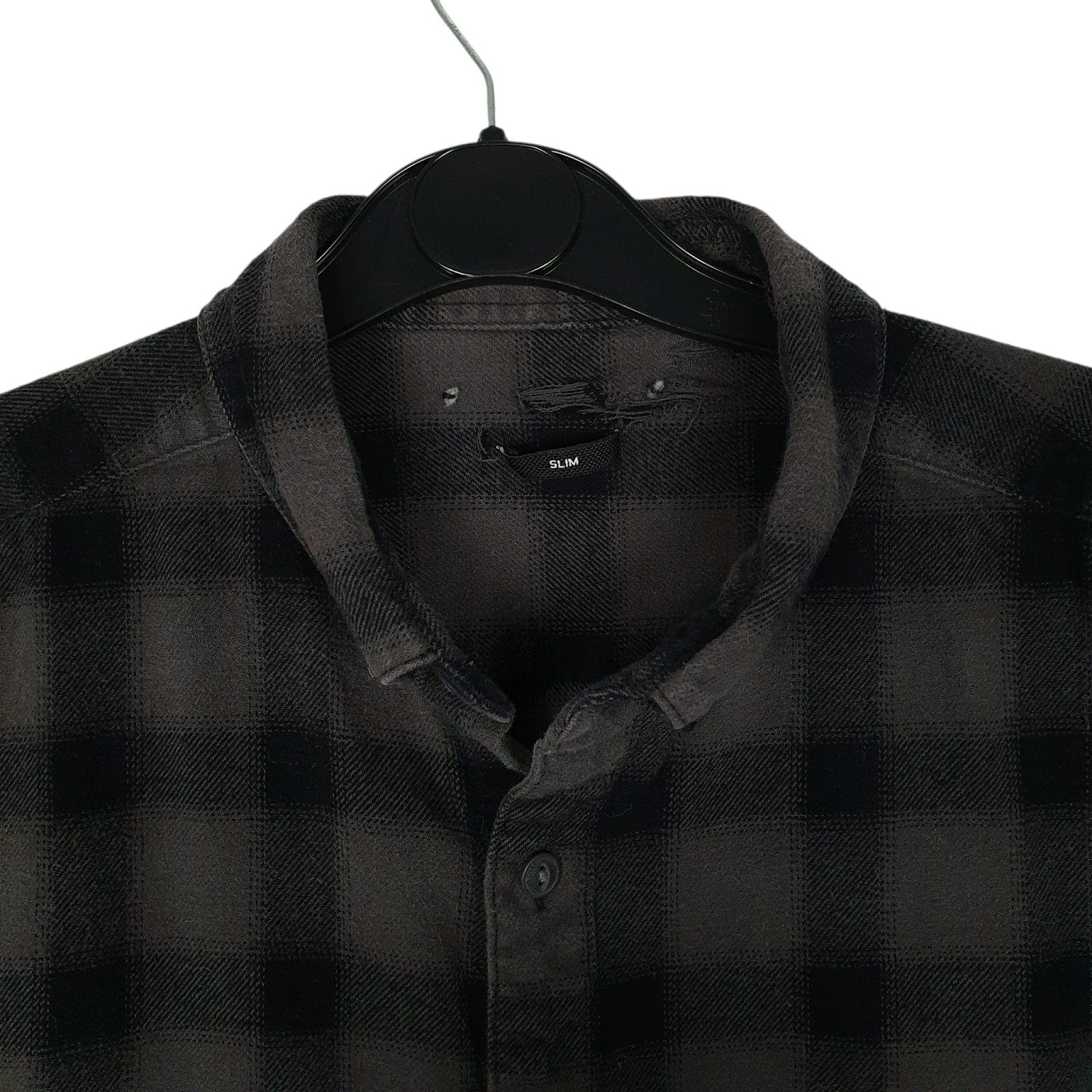 Mens Grey Only & Sons Thick Flannel Plaid  Shirt