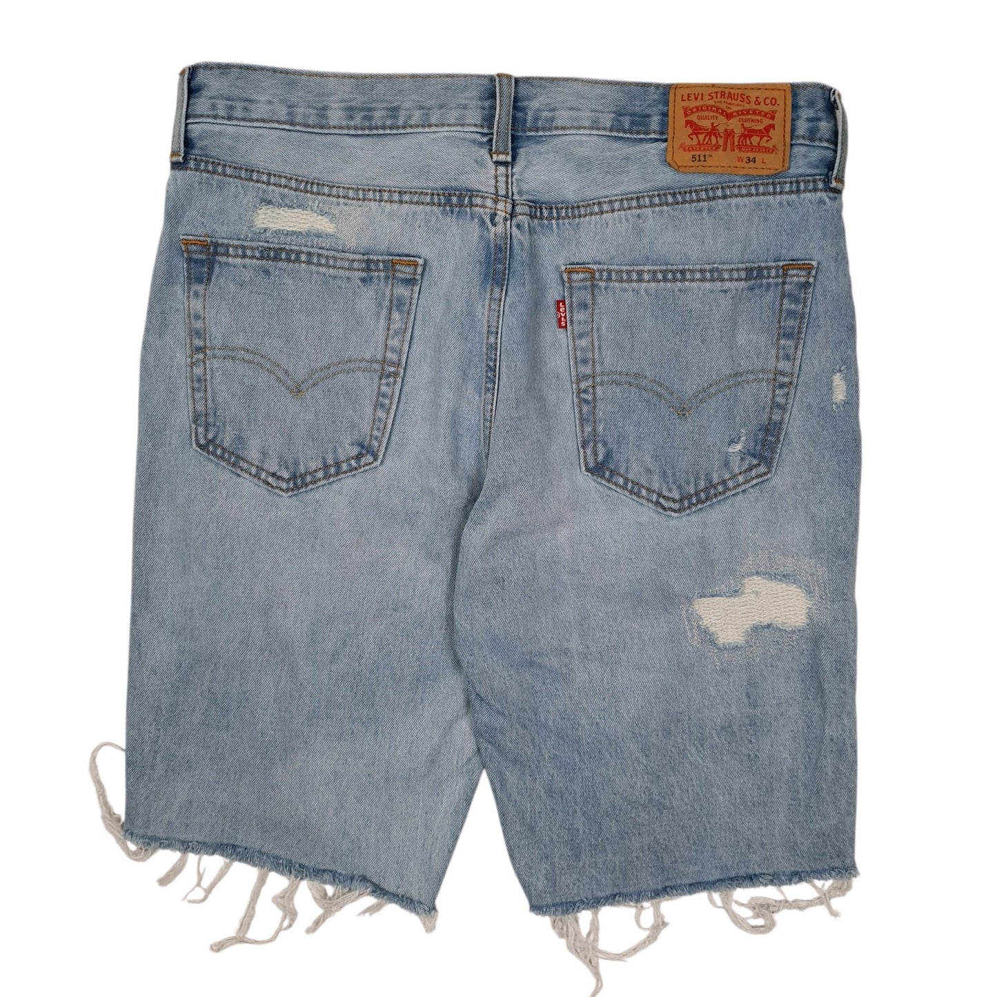 Mens Blue Levis Distressed  Shorts