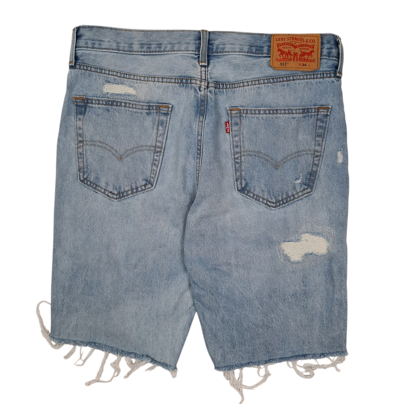 Mens Blue Levis Distressed  Shorts