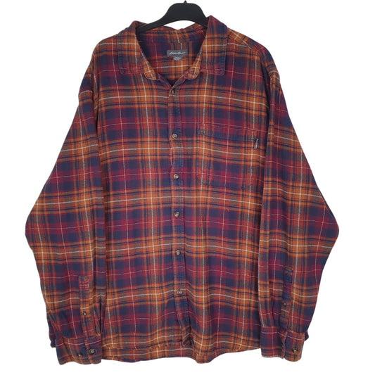 Mens Red Eddie Bauer Flannel Long Sleeve Shirt