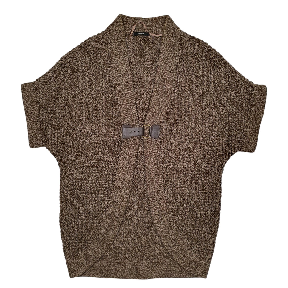 Womens Brown George Chunky Knit Throw Shoal Cardigan Jumper