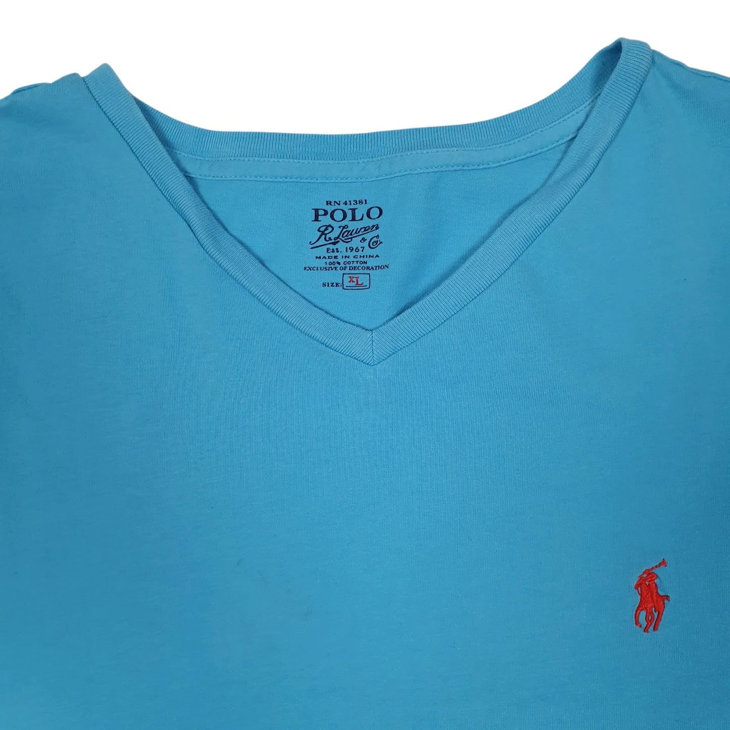 Mens Blue Polo Ralph Lauren V Neck  T Shirt
