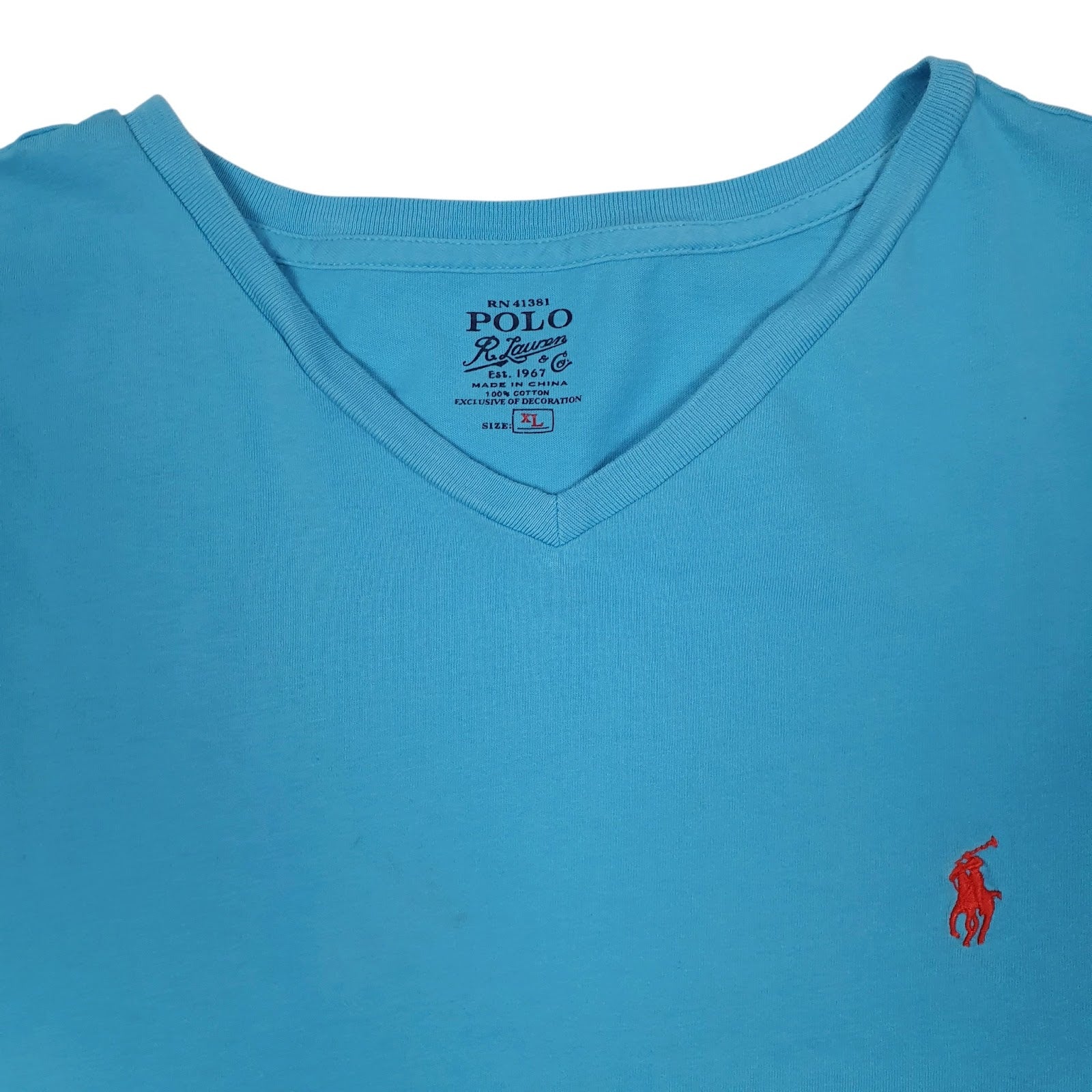Mens Blue Polo Ralph Lauren V Neck  T Shirt