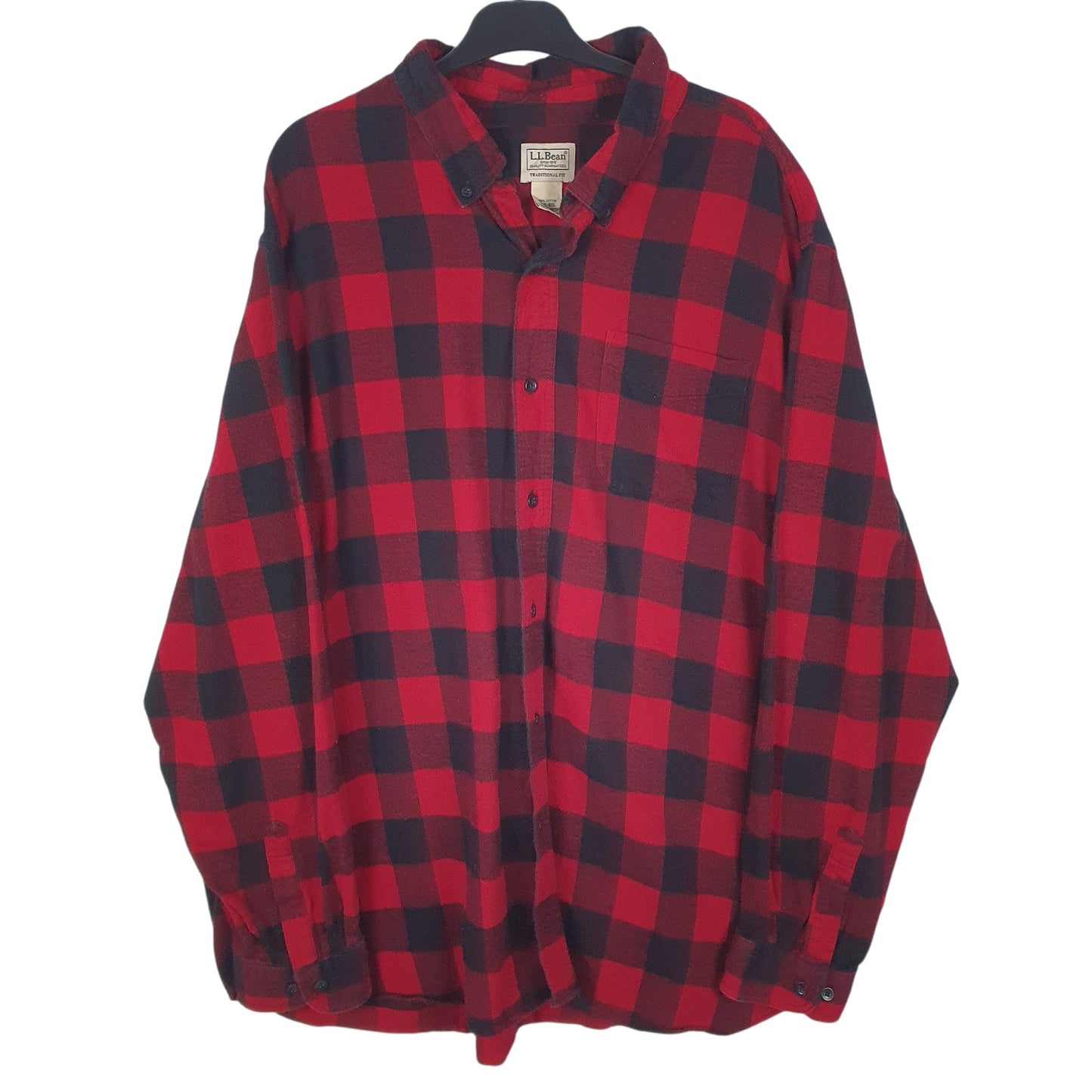 Mens Red L.L.Bean Flannel Long Sleeve Shirt