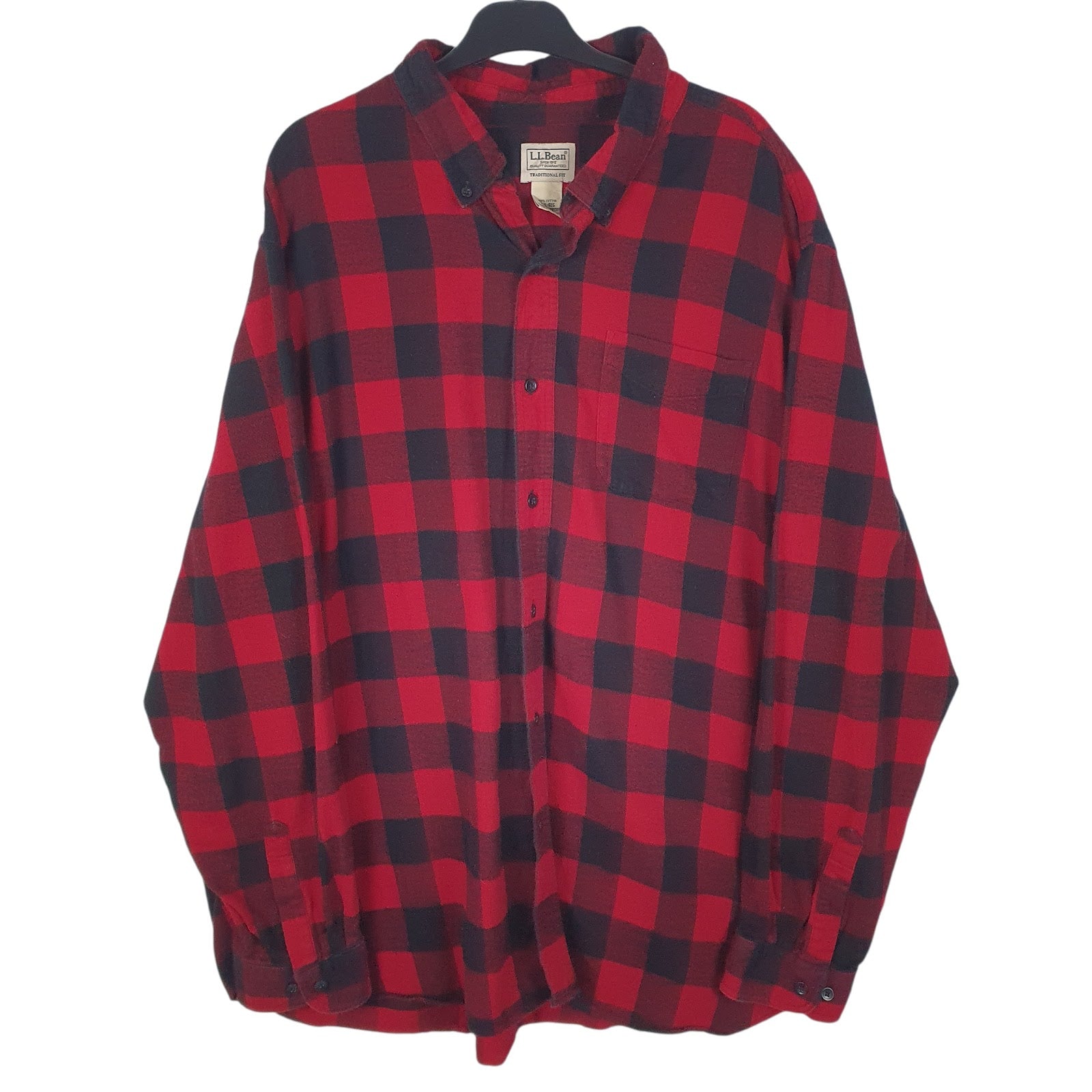 Mens Red L.L.Bean Flannel Long Sleeve Shirt