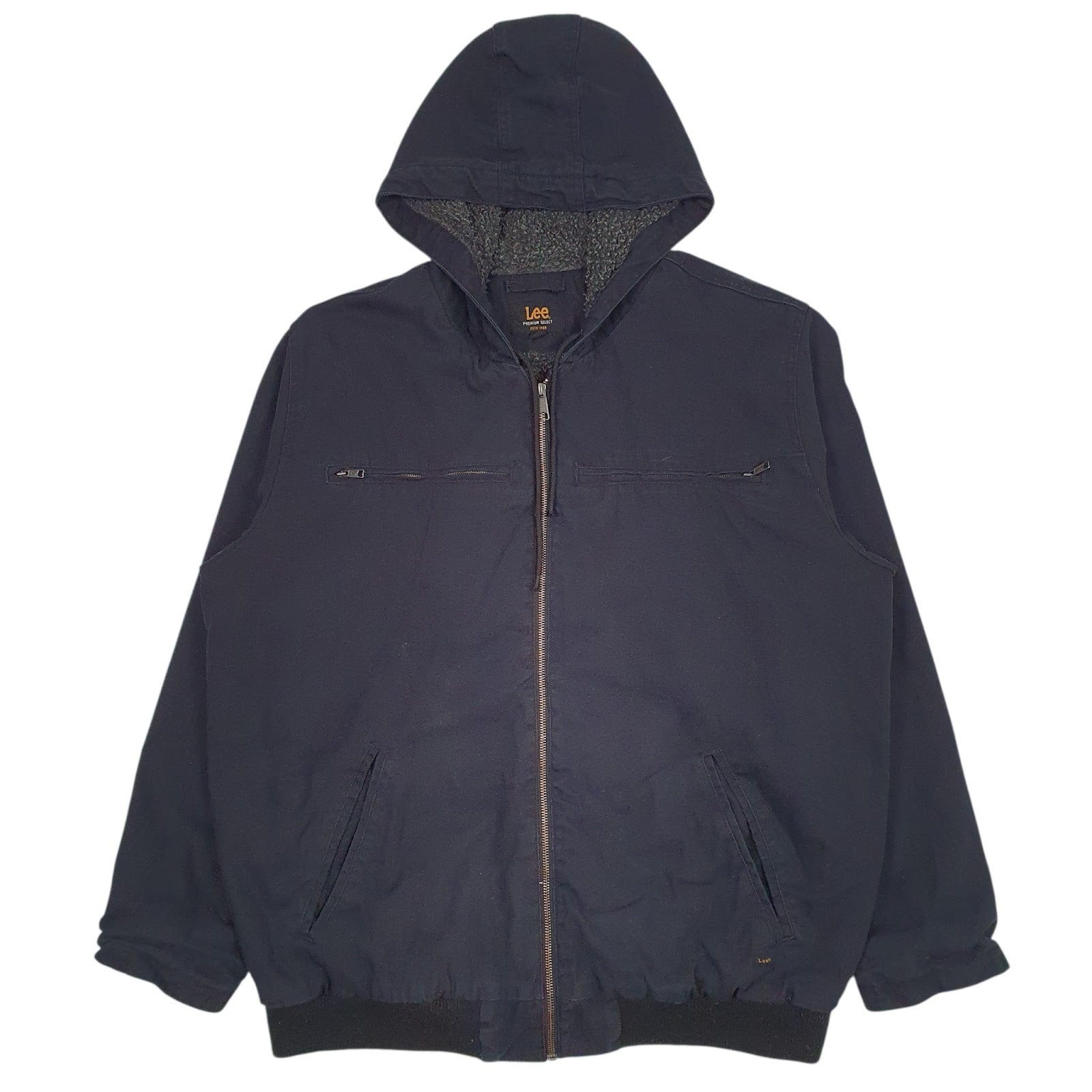 Mens Navy Lee Padded Sherpa Lined  Coat