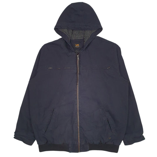 Mens Navy Lee Padded Sherpa Lined  Coat