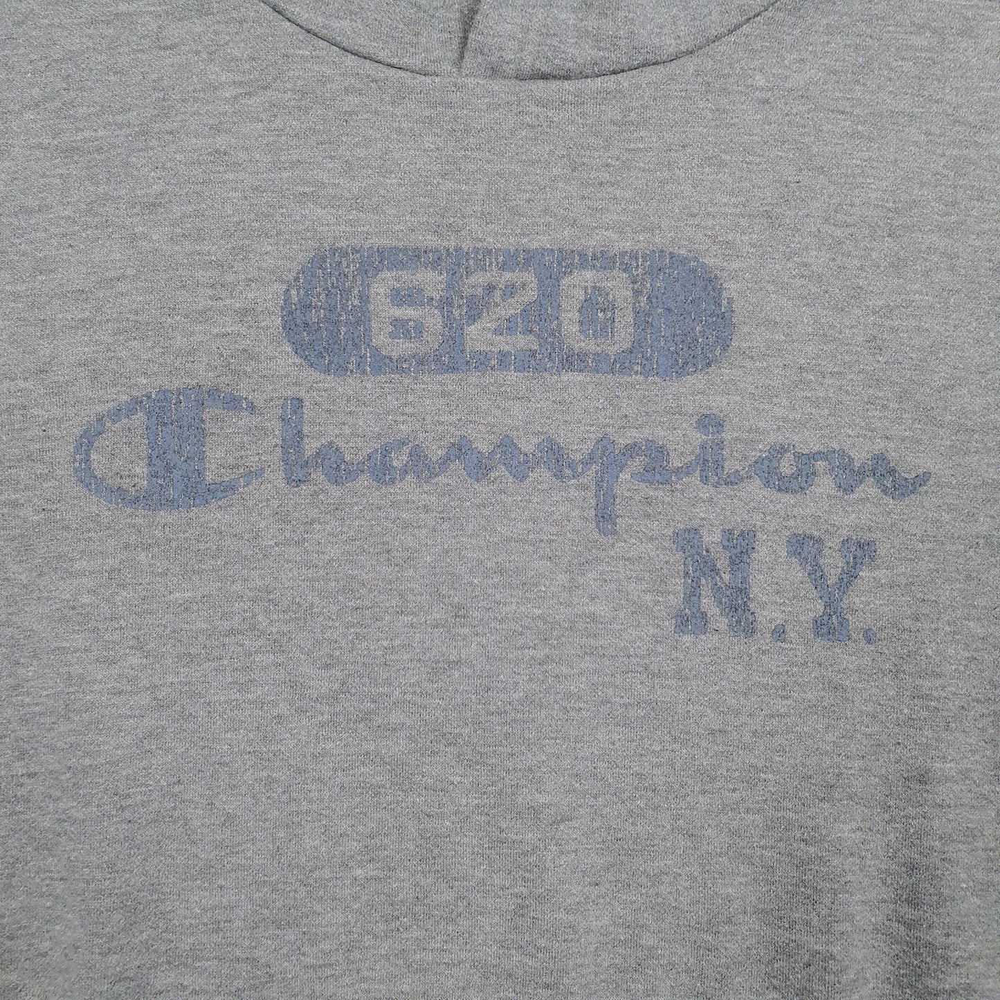 Mens Grey Champion Spellout Hoodie Jumper