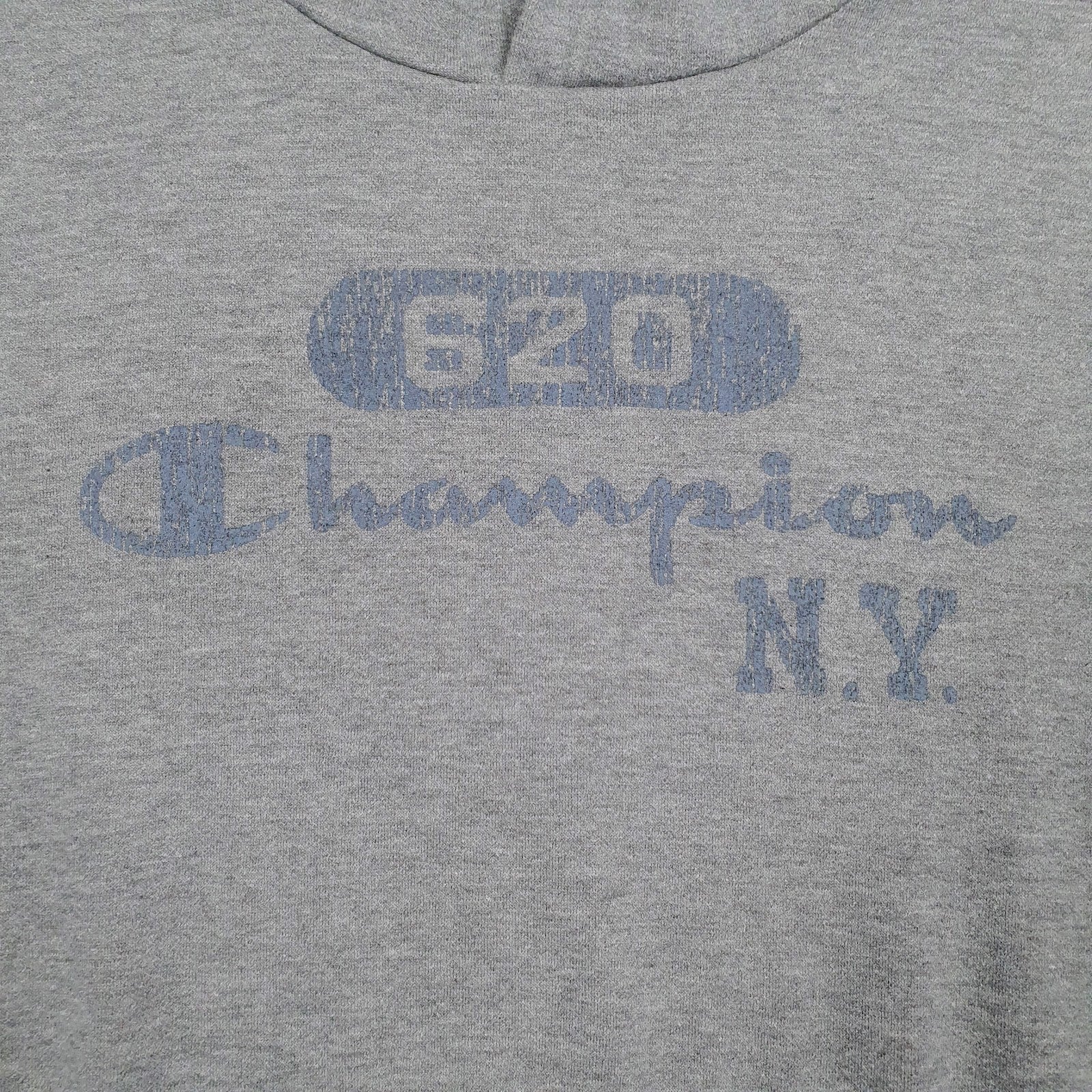 Mens Grey Champion Spellout Hoodie Jumper