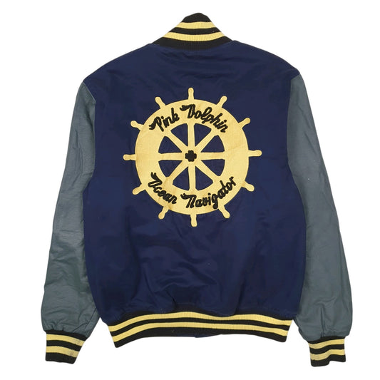 Mens Navy Pink Dolphin Varsity College  Coat