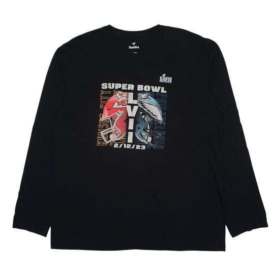 Mens Black Fanatics Superbowl Final 2023 Chiefs Eagles Long Sleeve T Shirt