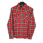 Mens Red Cobor Vintage Flannel Button Up Long Sleeve Shirt