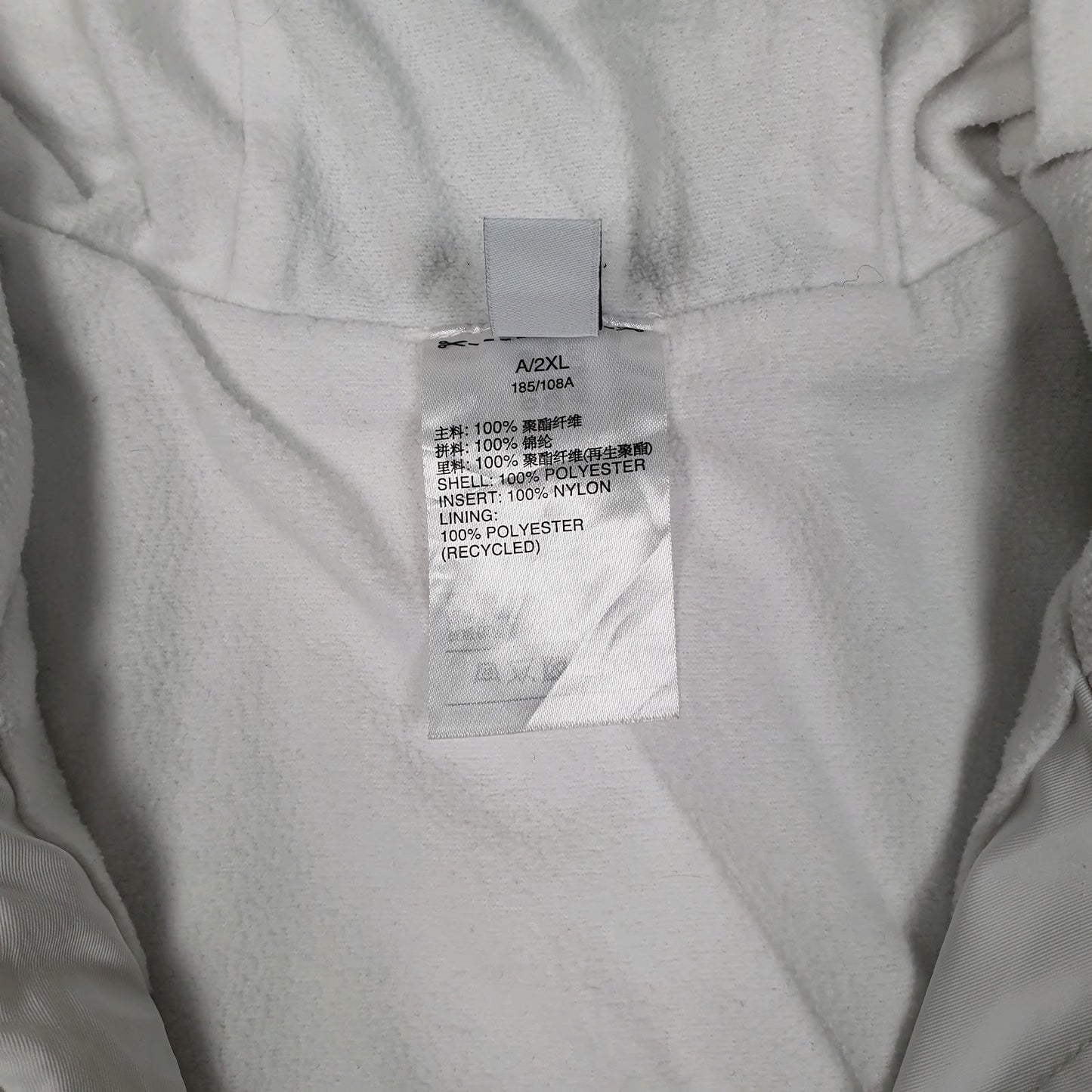 Mens White Adidas Fleece Lined Windbreaker  Coat