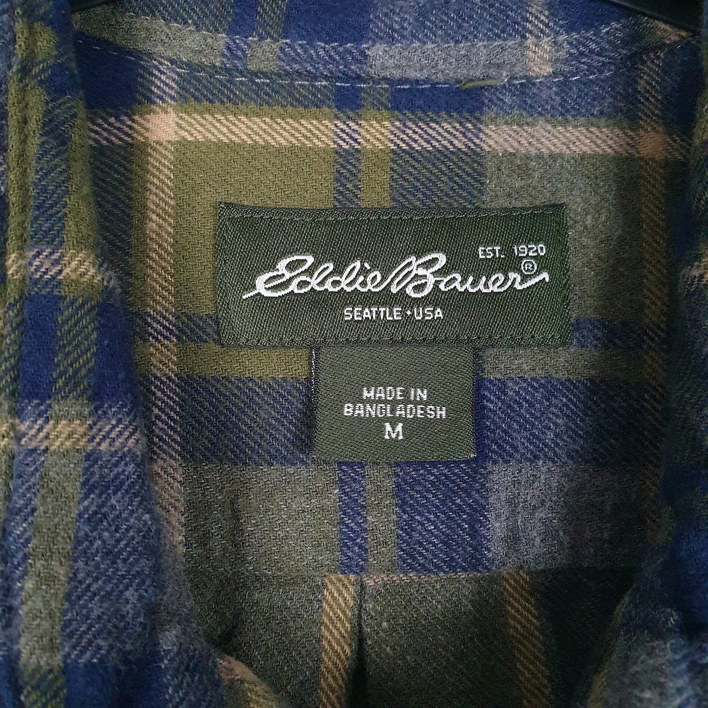 Mens Green Eddie Bauer Flannel  Shirt