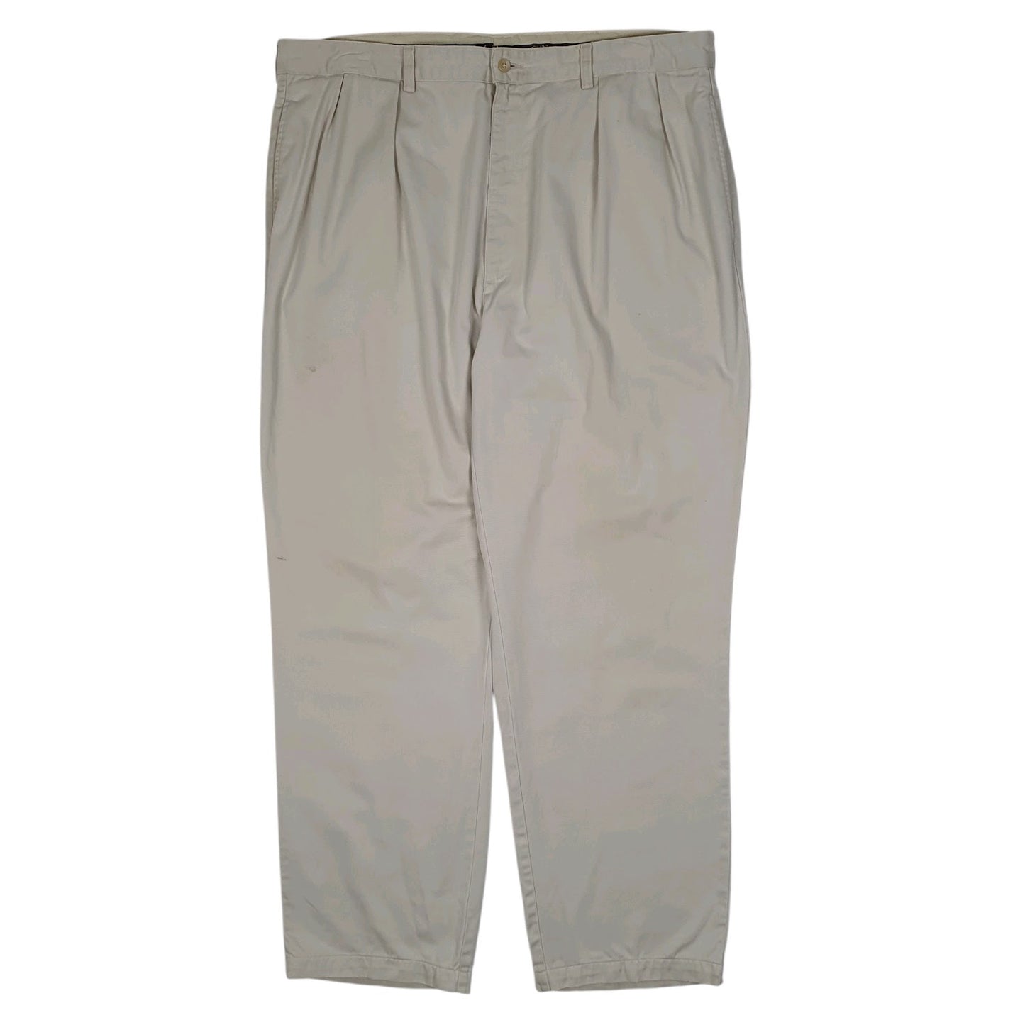 Mens Cream Polo Ralph Lauren Andrew Pant Double Pleated Vintage 90s Chino Trousers