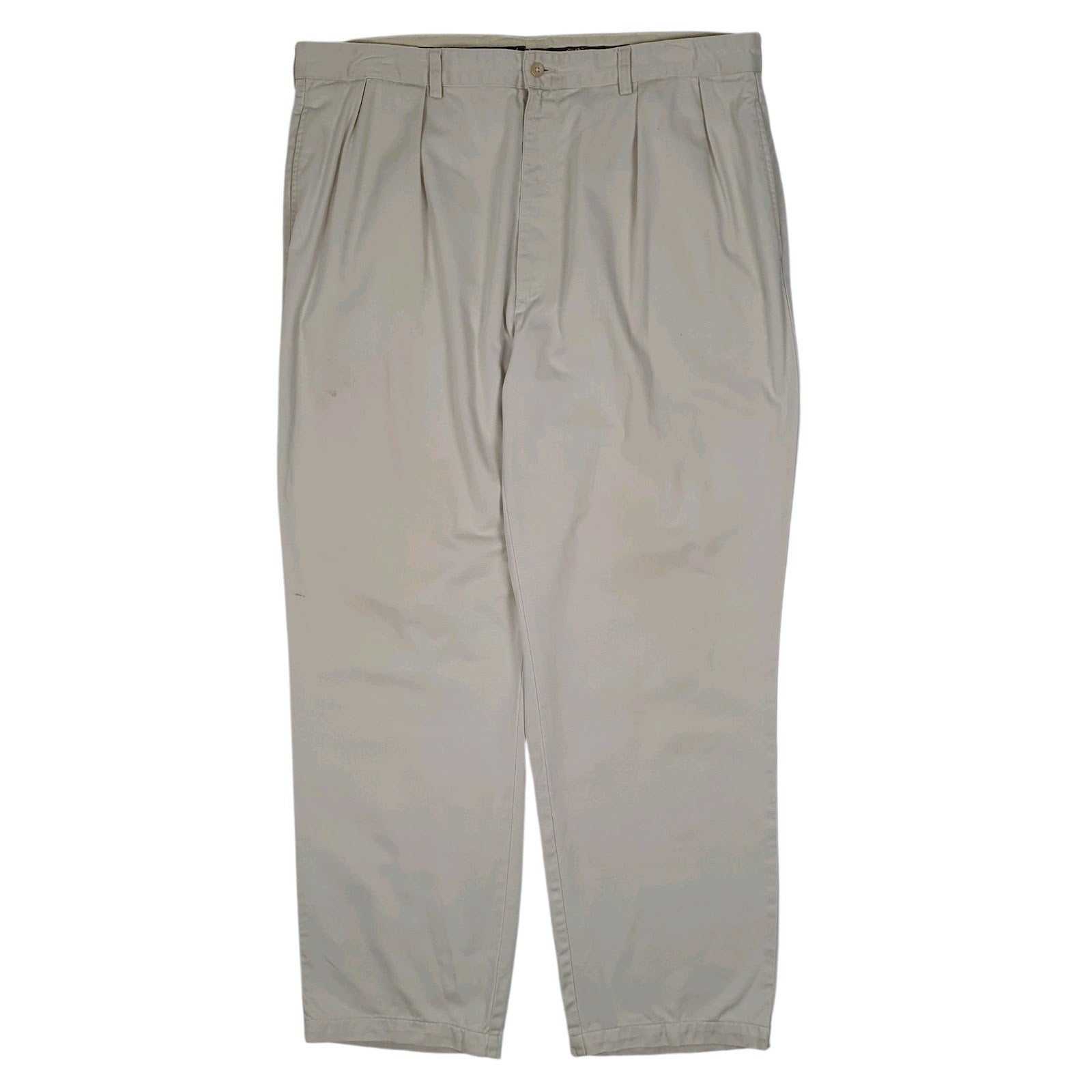 Mens Cream Polo Ralph Lauren Andrew Pant Double Pleated Vintage 90s Chino Trousers