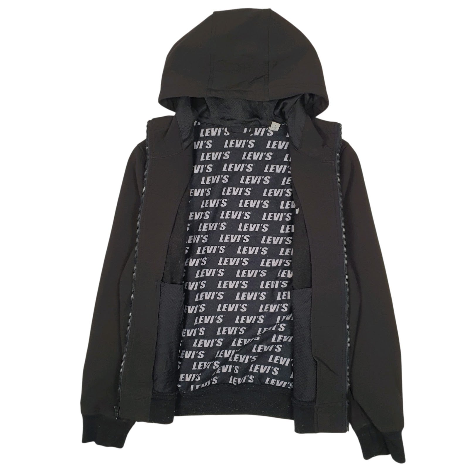 Mens Black Levis Windbreaker Hoodie  Coat