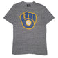 Mens Grey Fanatics MLB Milwaukee Brewers Short Sleeve T Shirt