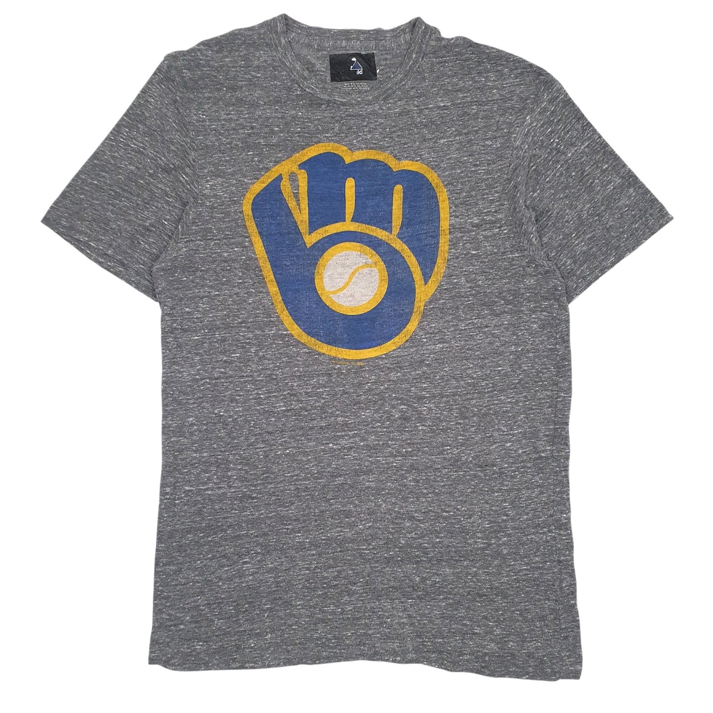 Mens Grey Fanatics MLB Milwaukee Brewers Short Sleeve T Shirt