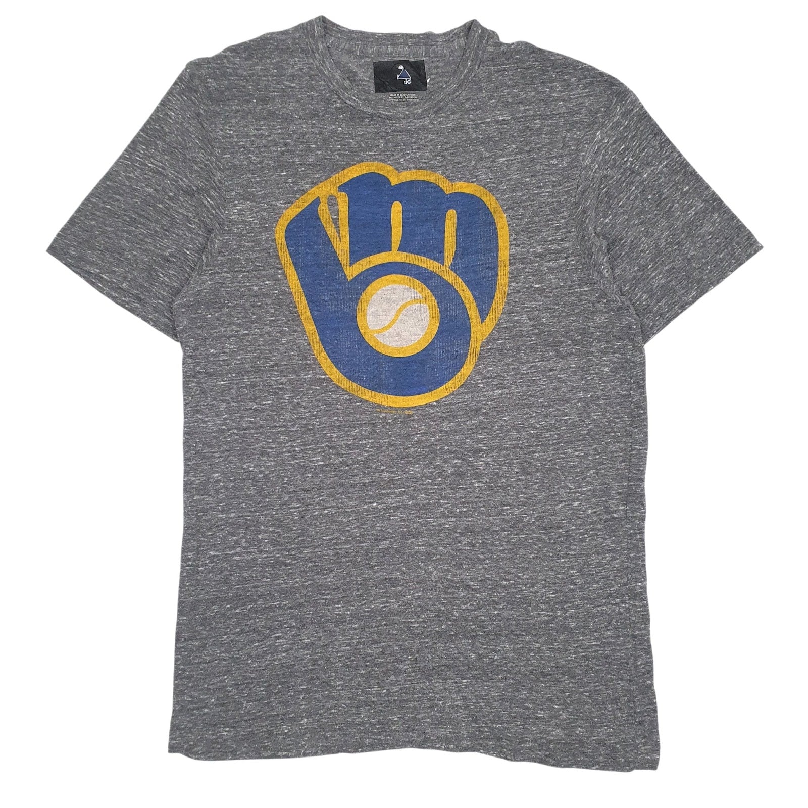 Mens Grey Fanatics MLB Milwaukee Brewers Short Sleeve T Shirt