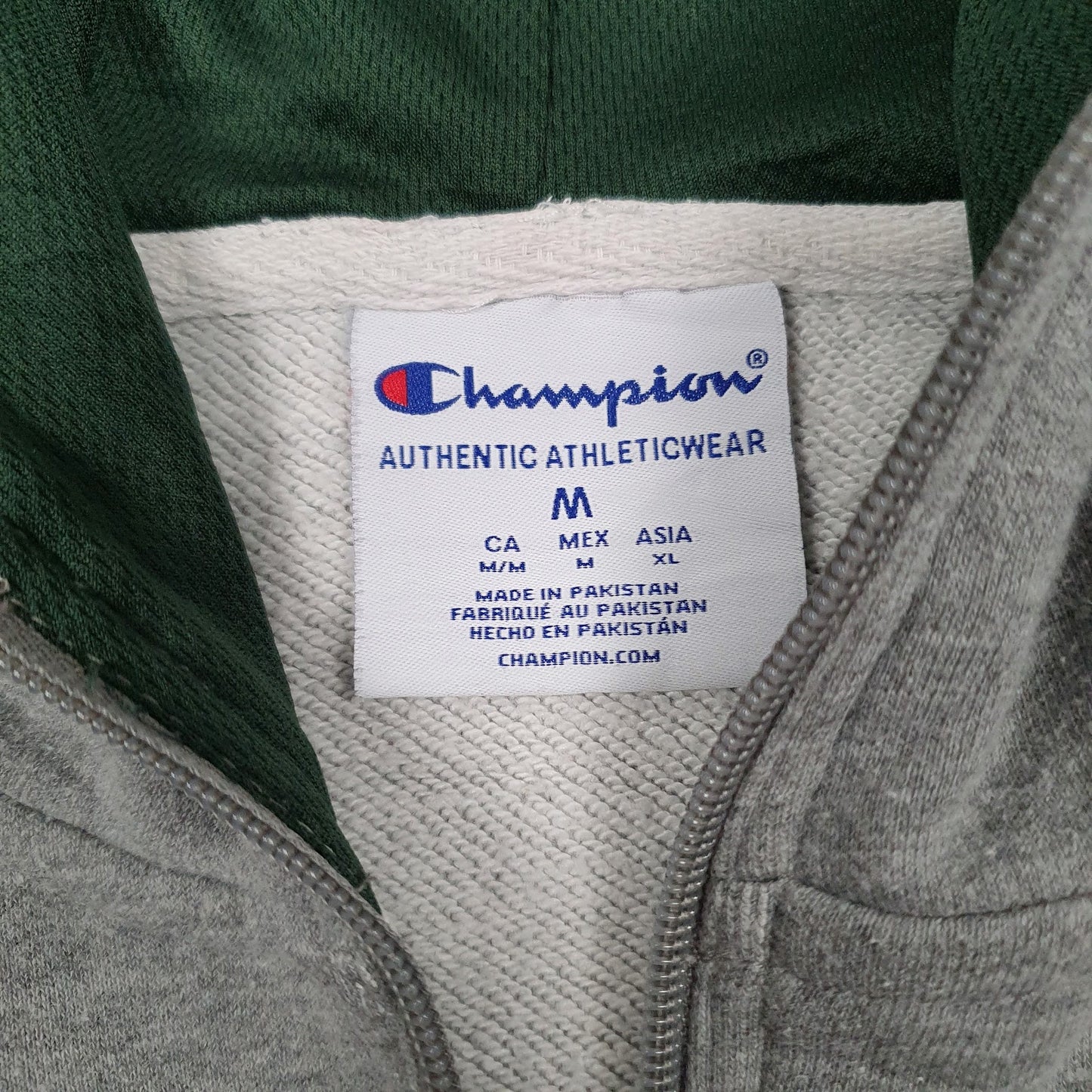 Mens Grey Champion Hooded Quarter Zip Jumper