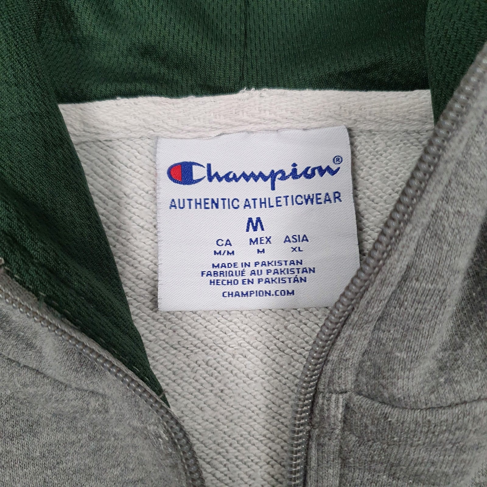 Mens Grey Champion Hooded Quarter Zip Jumper