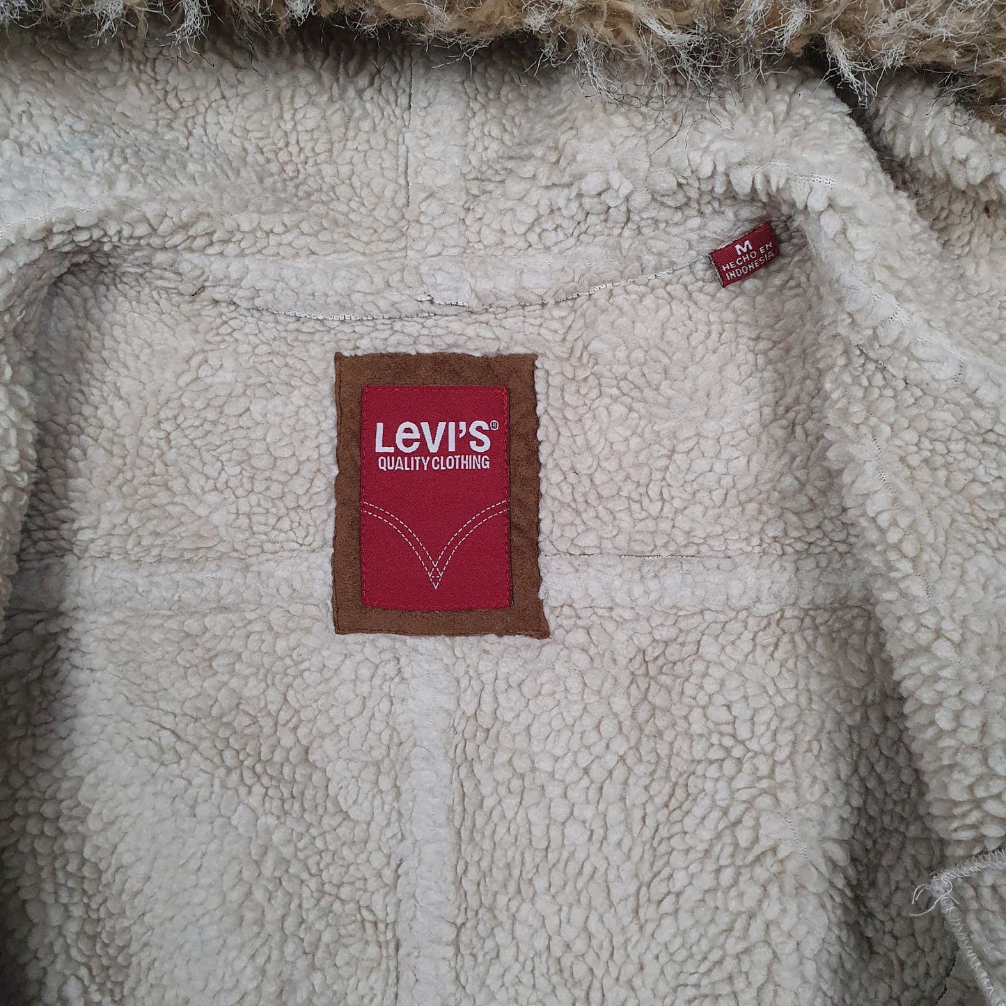 Womens Brown Levis Sherpa Lined Shearling Hooded  Coat