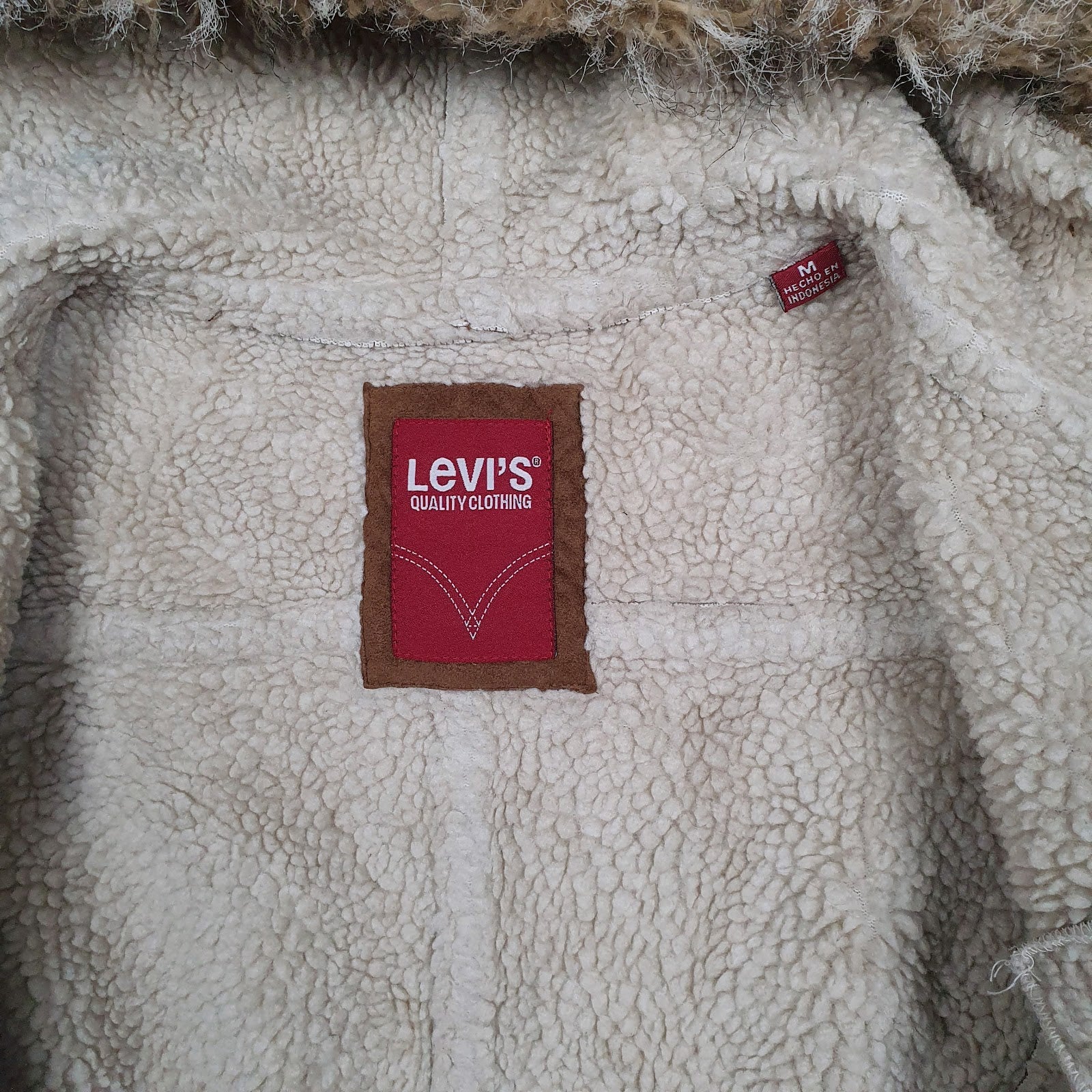 Womens Brown Levis Sherpa Lined Shearling Hooded  Coat